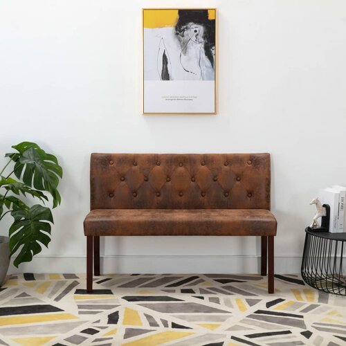 vidaXL Klop 120 cm rjavo umetno semiš usnje Cene