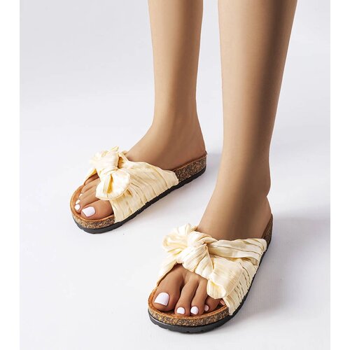 Gemre Beige slides with a bow Duplanty Cene