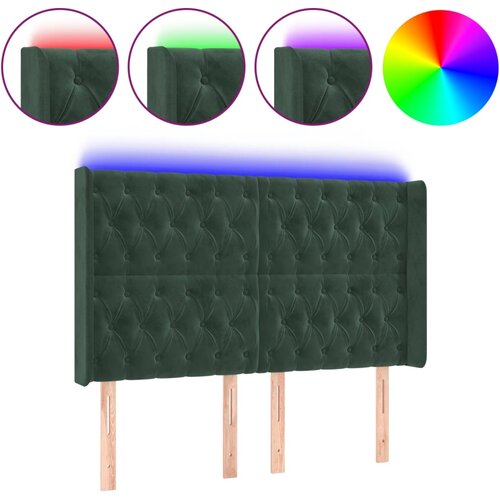 Maison Chic LED Posteljno vzglavje - Vzglavna omarica - Nočna omarica temno zeleno 163x16x118/128 cm žamet, (21709340) Cene