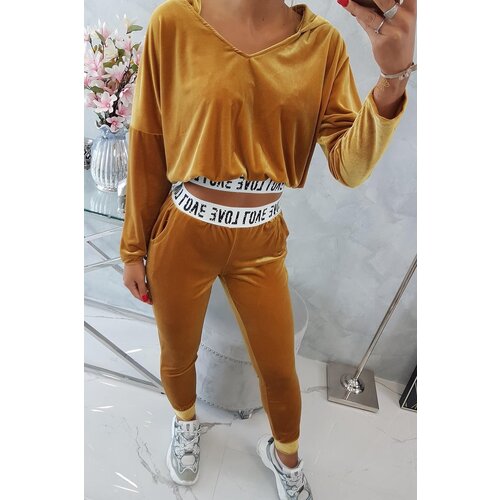 Kesi Velour set with mustard hood Slike
