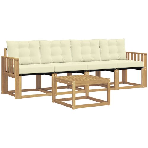 vidaXL Zunanja garnitura za sedenje z blazino 5 pcs Bela in krem, (5000282395) Cene