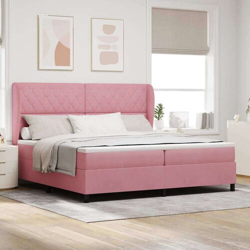 Box spring krevet Ružičasta 200 x 200 cm Poliester Cijene
