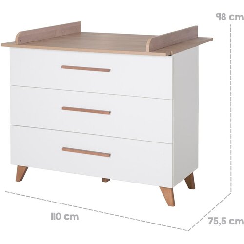 Roba Bela/naravna nizka otro&amp;scaron;ka komoda v hrastovem dekorju s previjalnim pultom 110x98 cm &amp;ndash; Slike