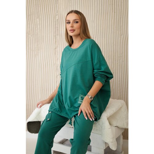 Kesi Włoski Oversize cotton set sweatshirt + pants green Slike