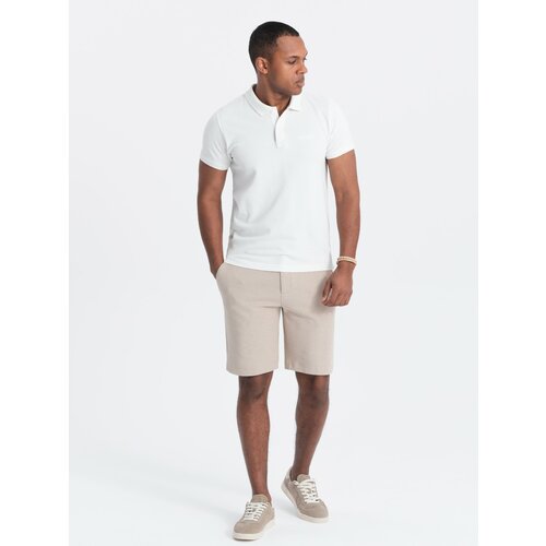 Ombre Men's shorts made of two-tone melange knit fabric - sand Slike