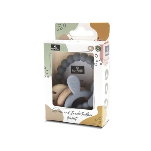 Lorelli silikonsko drvena glodalica za bebe rabbit - natural grey ( 10210850003 ) Cene