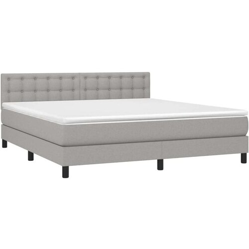  Krevet box spring s madracem LED svjetlosivi 160x200 cm tkanina Slike