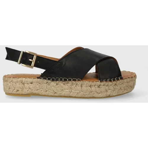 Alohas Usnjeni sandali Crossed ženski, črna barva, ESWG1.25