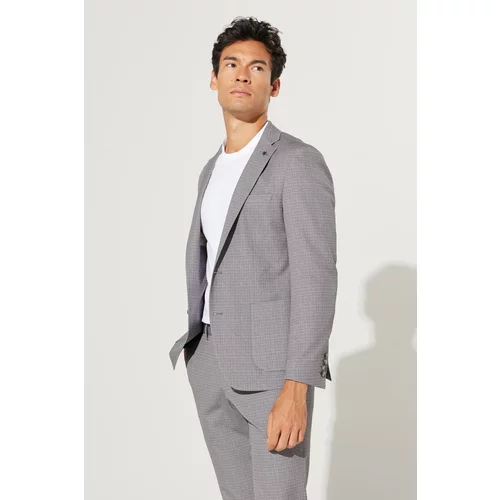 ALTINYILDIZ CLASSICS Men's Beige Slim Fit Slim Fit Mono Collar Patterned Travel Bag Suit