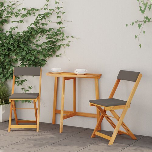 VidaXL 3 Dijelni Sklopivi Bistro Set s Jastučićima od Čvrstog Drva Akacije Slike