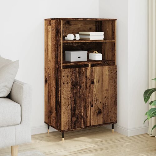  Visoka komoda boja staro drvo 60x36x110 cm konstruirano drvo Slike
