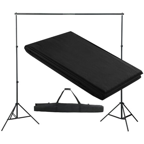 vidaXL Podporni sistem za ozadje 300 x 300 cm črne barve Cene