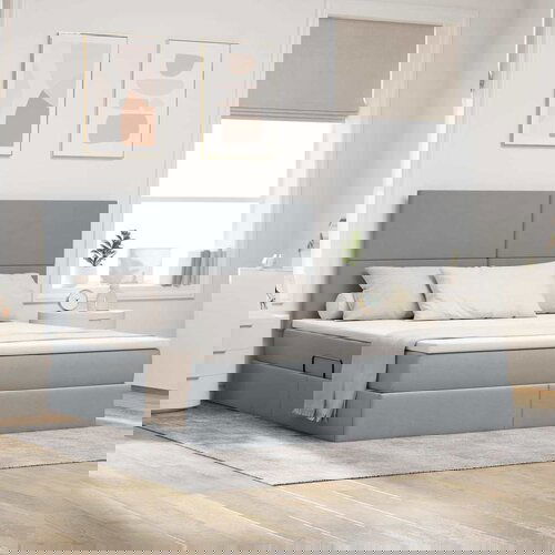 VidaXL Krevet S LED lampica Svijetlo siva 180 x 200 cm tkanina Slike