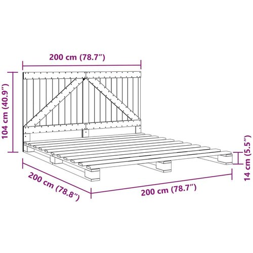 vidaXL Posteljni okvir z vzglavjem 200x200 cm trdna borovina Cene