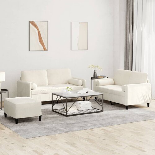  3-dijelni set sofa s jastucima krem bar&scaron;unasti Cijene