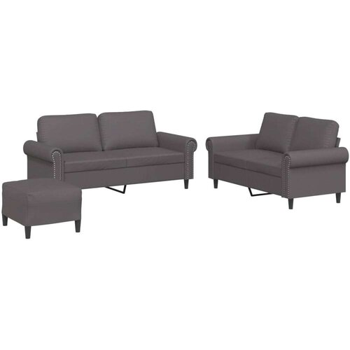 VidaXL 3-dijelni set sofa s jastucima sivi od umjetne kože Slike