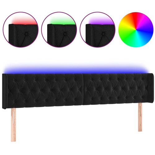 Maison Chic led posteljno vzglavje - vzglavna omarica - nočna omarica črno 183x16x78/88 cm žamet, (21711502) Slike