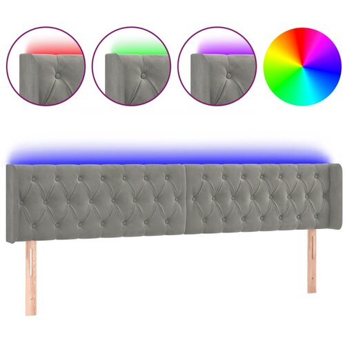 Maison Chic led posteljno vzglavje - vzglavna omarica - nočna omarica svetlo sivo 203x16x78/88 cm žamet, (21708106) Slike