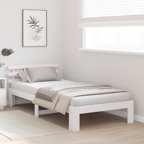  Krevet od Drva Bijeli Drvo 100 x 200 cm Minimalistički Krevet Slike