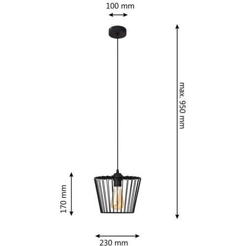  Luster na sajli TORRI 1xE27/15W/230V prečnika 23 cm crne boje Slike