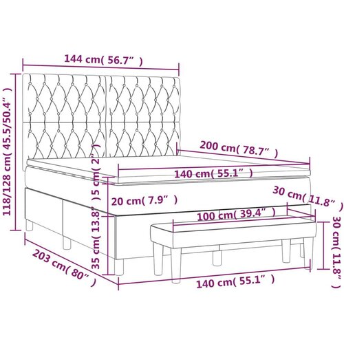  Krevet s oprugama i madracem crni 140x200 cm od tkanine Slike