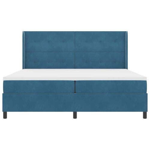Box spring krevet s LED trakama Plava 200 x 200 cm Bar&amp;scaron;un - Tamno plava 200 x 200 cm Pro&amp;scaron;iveno gumbima Slike