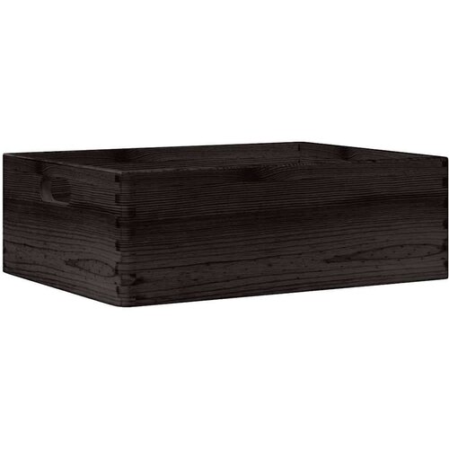VidaXL Drvena kutija s ručkama crna 40x30x13 cm puno drvo bor Slike