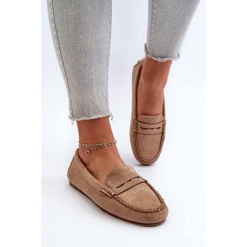EVENTO Classic Women&amp;#039;s Suede Moccasins Dark Beige Glimris Slike