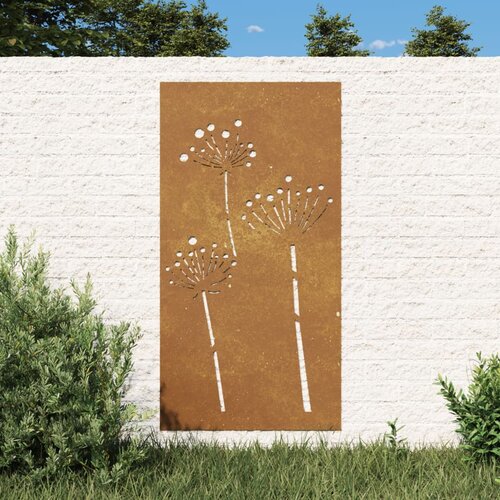 vidaXL Vrtni zidni ukras 105 x 55 cm čelik COR-TEN s cvjetnim uzorkom Cijene