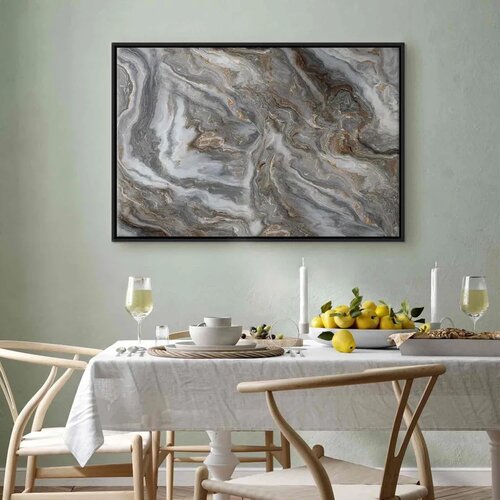  Slika - Stone abstractions &amp;ndash; marble structures in neutral shades 120x80 U crnom drvenom okviru Slike