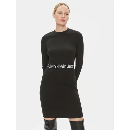 Calvin Klein Jeans Vsakodnevna obleka Logo Elastic J20J222518 Črna Regular Fit