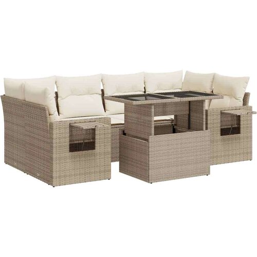 VidaXL 7-dijelni set vrtnih sofa od poliratana s jastucima bež Slike