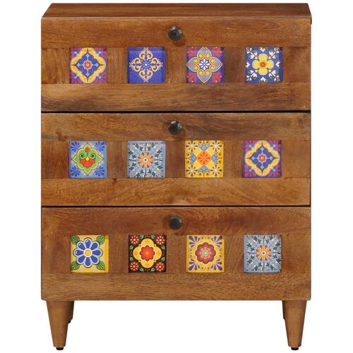  Noćni ormar s ladicama Smeđa 50 x 33 x 62 cm Čvrsto drvo manga Slike