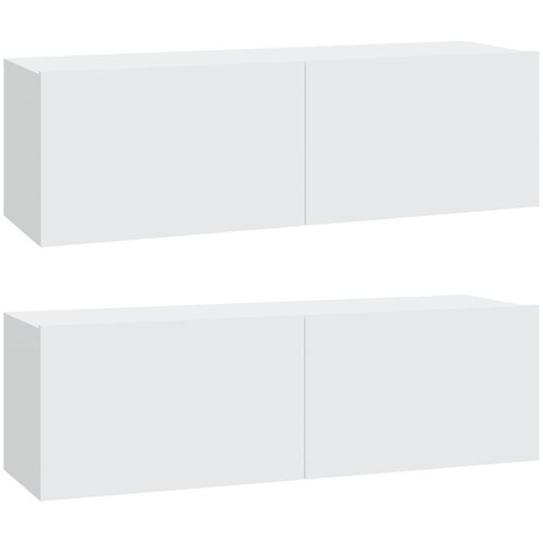  Zidni TV ormarići 2 kom bijeli 100x30x30 cm konstruirano drvo Slike