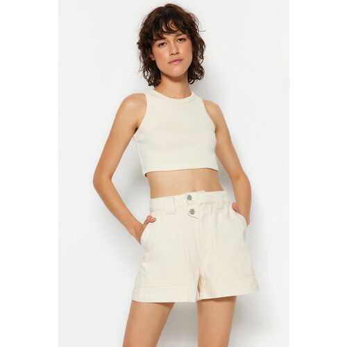 Trendyol shorts - Ecru - High Waist Cene