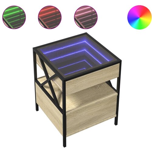 VidaXL Klubska mizica z neskončnimi LED sonoma hrast 40x40x51 cm, (21323797) Slike