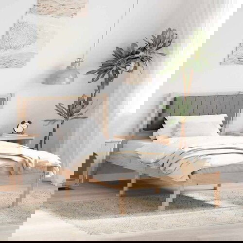 vidaXL Krevetni okvir s tapiciranim uzglavljem Sivo-smeđa 90 x 200 cm Cene