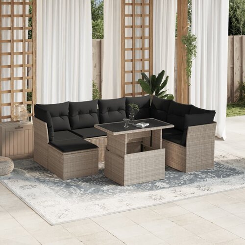 vidaXL 8-dijelni set vrtnih sofa od poliratana s jastucima svjetlosivi Cijene
