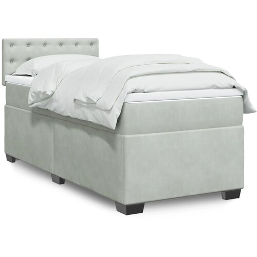 vidaXL Box spring postelja z vzmetnico svetlo siva 100x200 cm žamet Cene