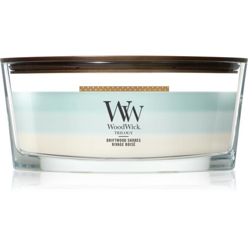 WoodWick Trilogy Driftwood Shores mirisna svijeća s drvenim fitiljem 453.6 g Cene
