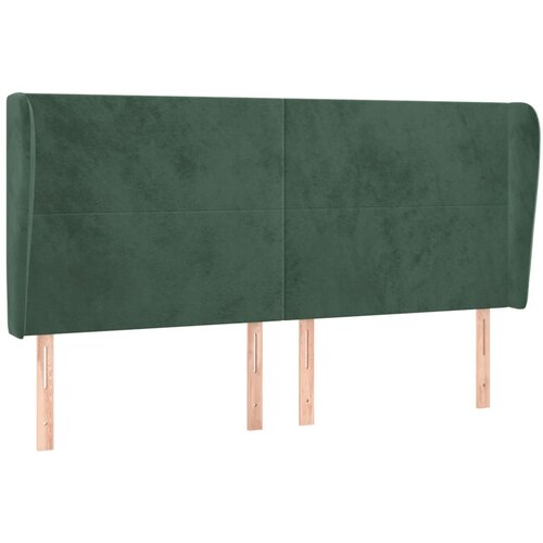 VidaXL Vzglavje z u&amp;scaron;esi temno zeleno 183x23x118/128 cm žamet, (20952602) Slike