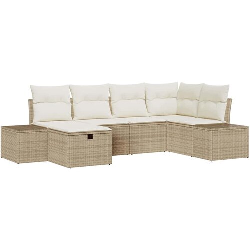 vidaXL Vrtna sedežna garnitura 6 pcs Bež 55 x 62 x 69 cm Poly ratan, (5000135843) Cene