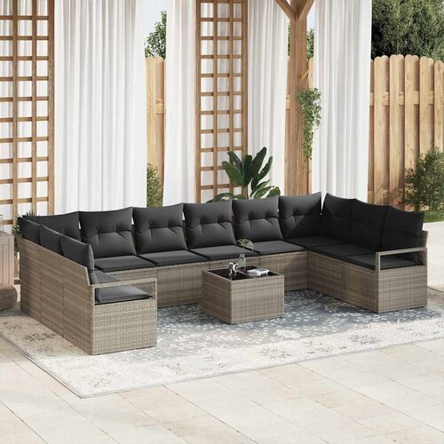  Set sofe s jastukom 11 pcs Svjetlosiva poliratan Cene