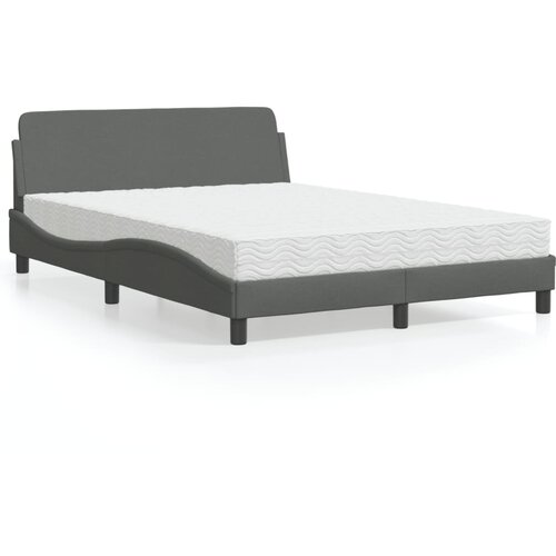 VidaXL Postelja z vzmetnico temno siva 120x200 cm blago Slike