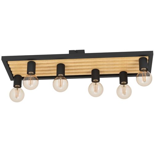 Eglo plafonjera CONSETT 6xE27 78 cm crna drvo 43724 Slike