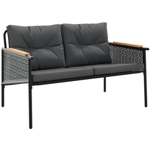 vidaXL Vrtna klop z blazinami 116 cm črno jeklo, (21274648) Cene