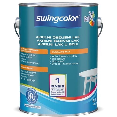 SWINGCOLOR Akrilni barvni lak (bela, svilnato mat, 2,5 l) Cene