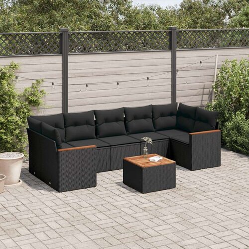  8-dijelni set vrtnih sofa od poliratana s jastucima crni Cijene