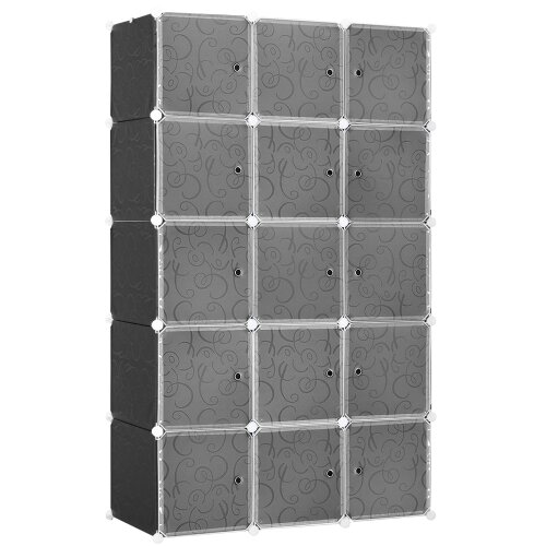Nesta DIY garderobni sistem, črn, z 2 velikima in 9 majhnimi kockami, modularna omara, stojalo za čevlje in shranjevanje knjig ter igrač, 111&times;47&times;183 cm, (5000493227) Cene