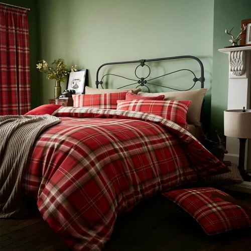 Catherine Lansfield Rdeče posteljno perilo za eno osebo Kelso Red, 135 x 200 cm